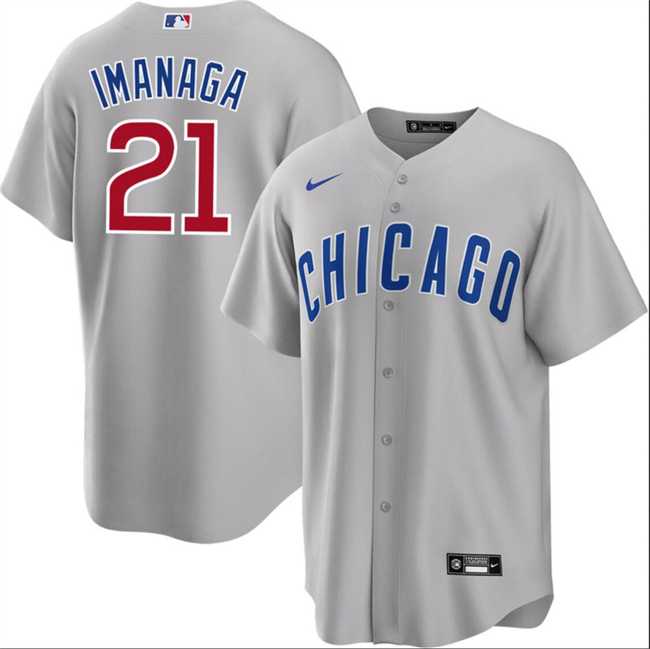 Mens Chicago Cubs #21 Shota Imanaga Gray Cool Base Stitched Baseball Jersey Dzhi